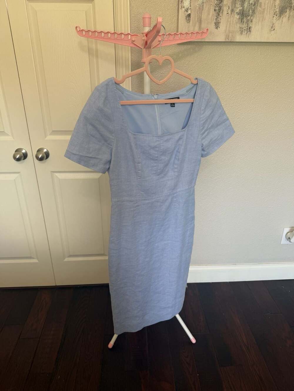 J.Crew Light Blue Square Neck Linen Sheath Dress